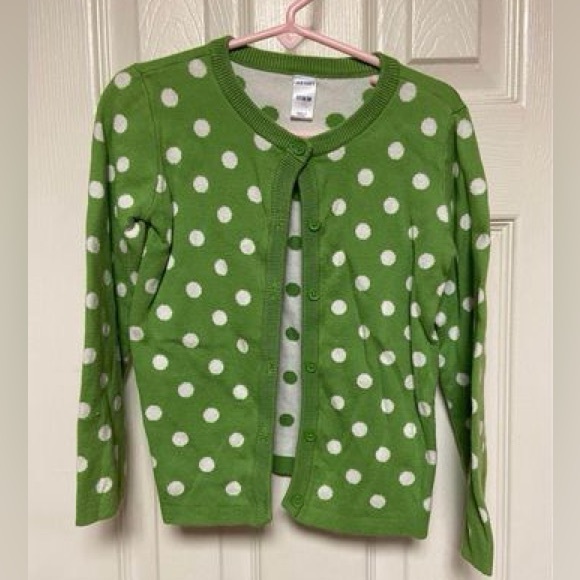 Old Navy Other - Green & White Polka Dot Kids Cardigan 5T